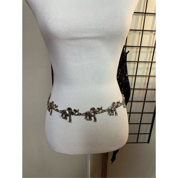 Vintage Chain Elephant Belt Silver Tone Adjustable up to 40” - Picture 1 of 8